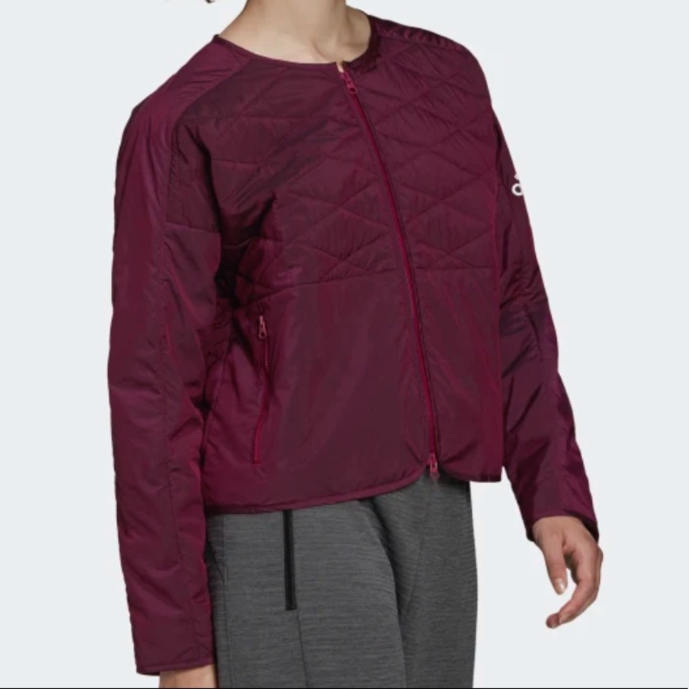 ADIDAS Z.N.E.‎ Padded Quilted Layering Jacket in Power Berry